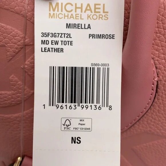 MICHAEL KORS LIMITED EDITI PRIMROSE Mirella Medium Logo Embossed Pebbled Leather - Picture 6 of 7